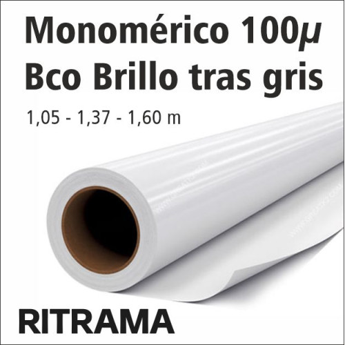Vinilo blanco brillo con trasera gris